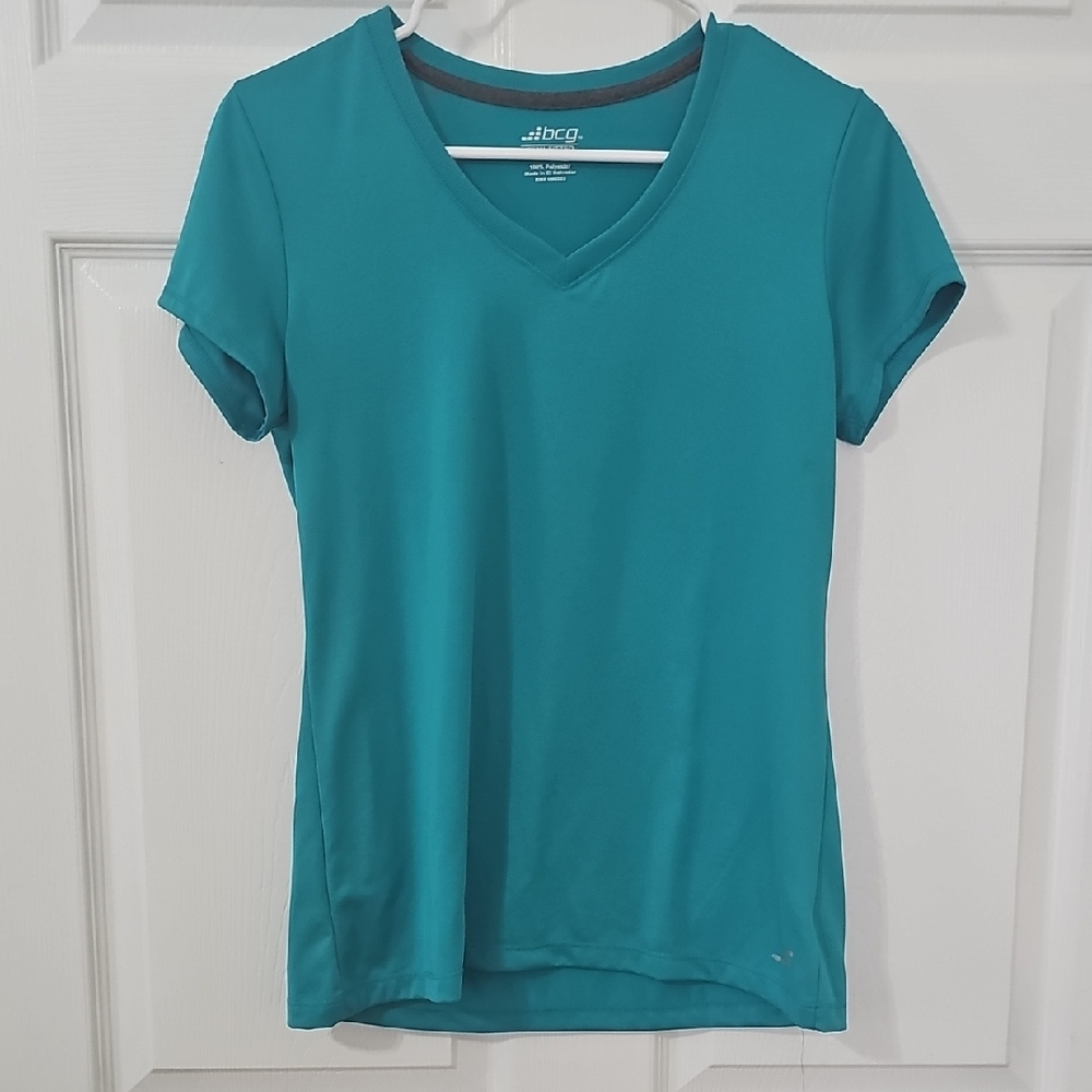 BCG Teal Short Sleeve V-Neck Dry Fit Top
